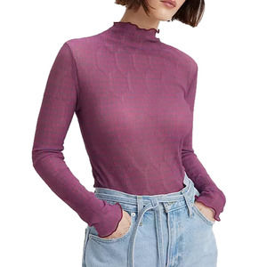 Levi’s Women's Second Skin Top Mock Neck, Sheer, Slim Fit Size XL Purple